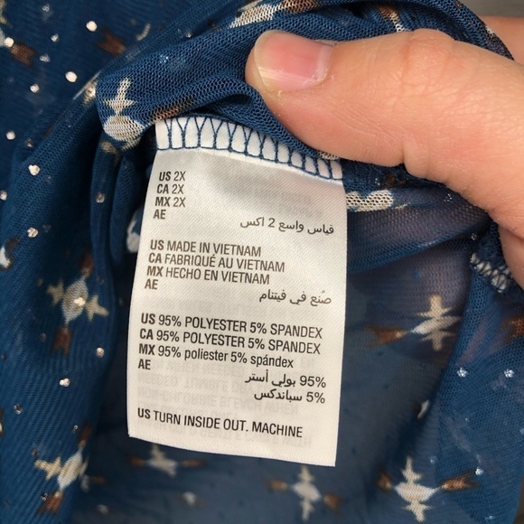 NWOT Style & Co Blue Sheer Ruffled Top Sz 2X - Picture 4 of 9